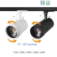 15W 20W 30W 36W 42W 15-60° Zoombar LED Stromschienenstrahler Drehbar Schenkbar