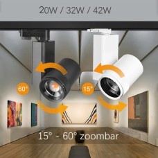 20W 32W 42W 15-60° Zoombar LED Schienenstrahler Galerie Museum Beleuchtung